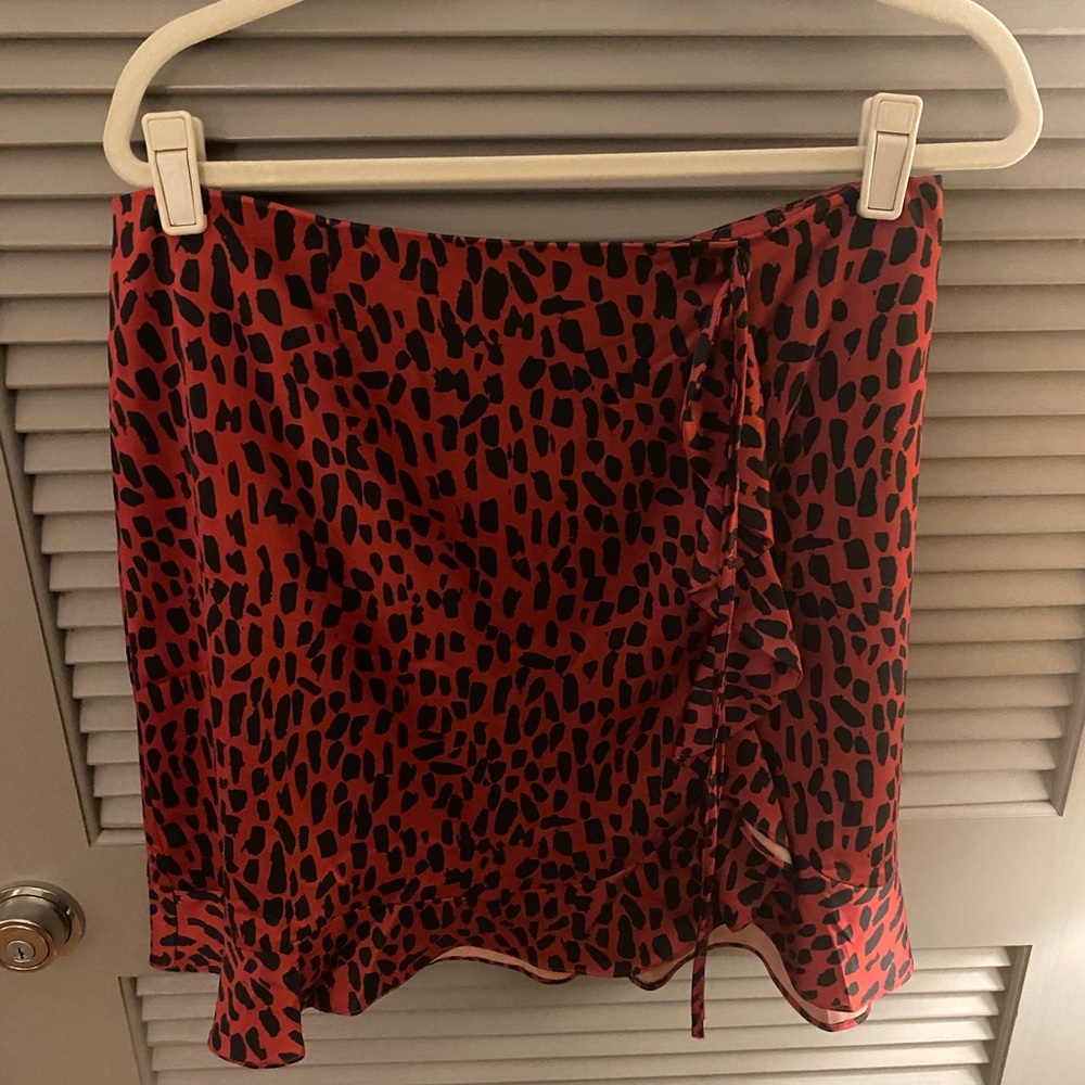 Hutch Desiree Ruffled Mini Skirt Anthro Pink/Red Large